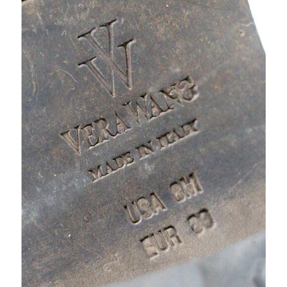 Vera Wang BLACK GENUINE LEATHER TALL MID HEEL RIDING BOOTS MOTO SHOES SIZE 8M - Picture 9 of 11